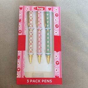 Lug Valentines Box Heart Design Pen Set - Pink and Green